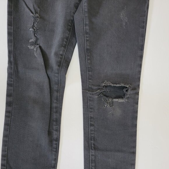 AG Legging Skinny Ankle Jean in Faded Black Dark Gray Destroyed - Picture 2 of 9